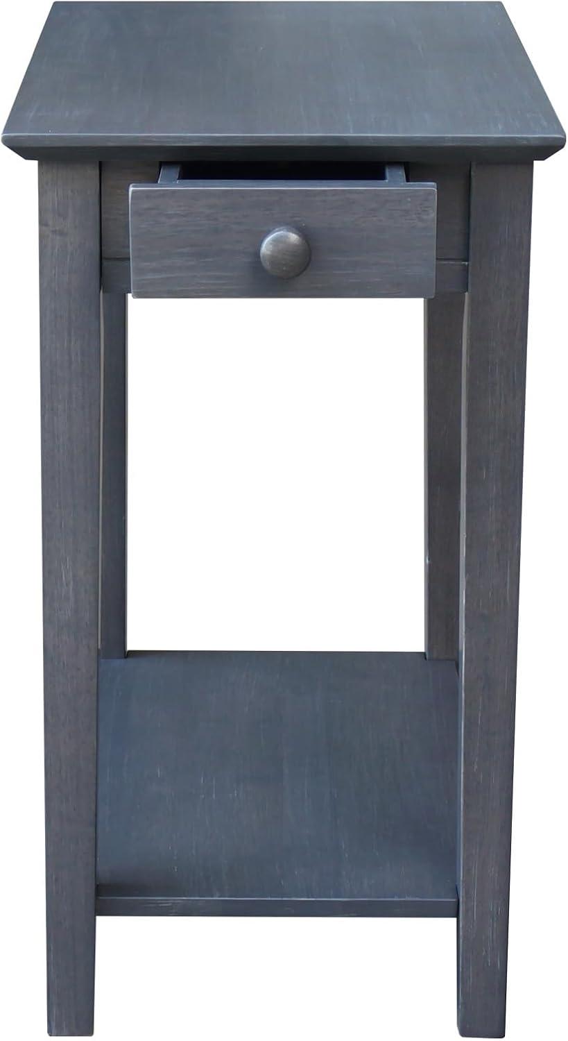 Narrow End Table Heather Gray - International Concepts: Mid-Century Modern Style, Hardwood, Drawer & Shelf