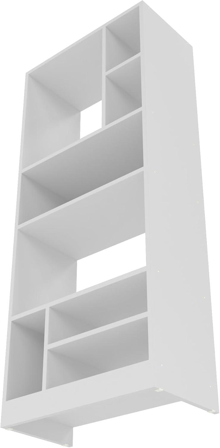 White Modern 8-Shelf Wooden Bookcase