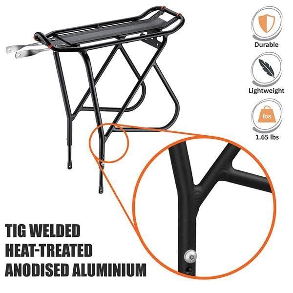 Ibera Bike Rack - Bicycle Touring Carrier Plus+ for Disc Brake/Non-Disc Brake Mount, Fat Tire Bikes, Frame-Mounted for Heavier Top & Side Loads, Height Adjustable for 26"-29" Frames