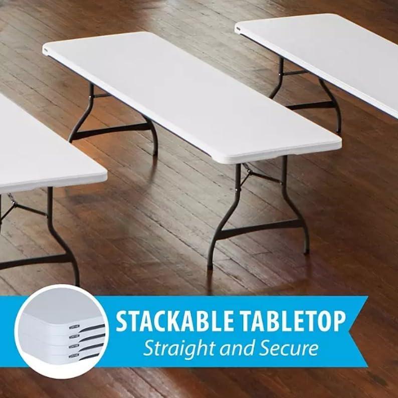 Lifetime 8 Foot Rectangle Folding Table, Indoor/Outdoor Commercial Grade, White Granite (22980)