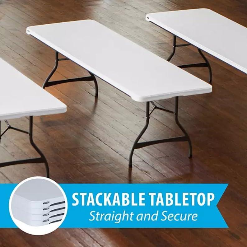 Lifetime 8 Foot Rectangle Folding Table, Indoor/Outdoor Commercial Grade, White Granite (22980)