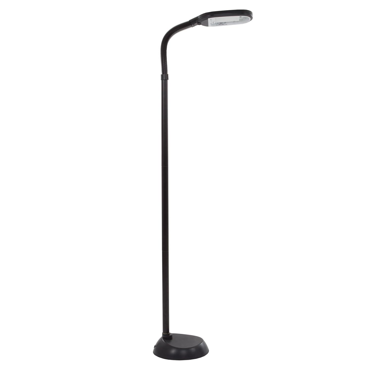 Lavish Home Natural Sunlight LED Floor Lamp with Bendable Neck 60 Inch (Black)