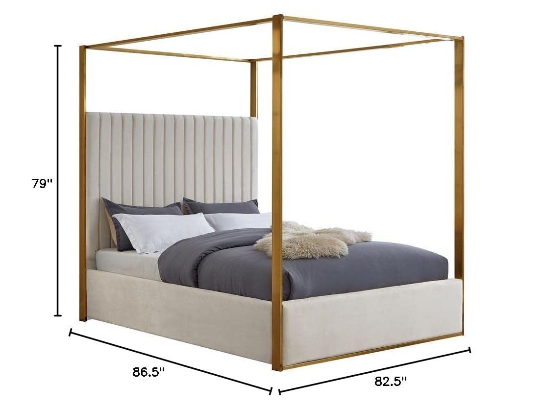 Meridian Furniture Jones Cream Velvet Queen Bed