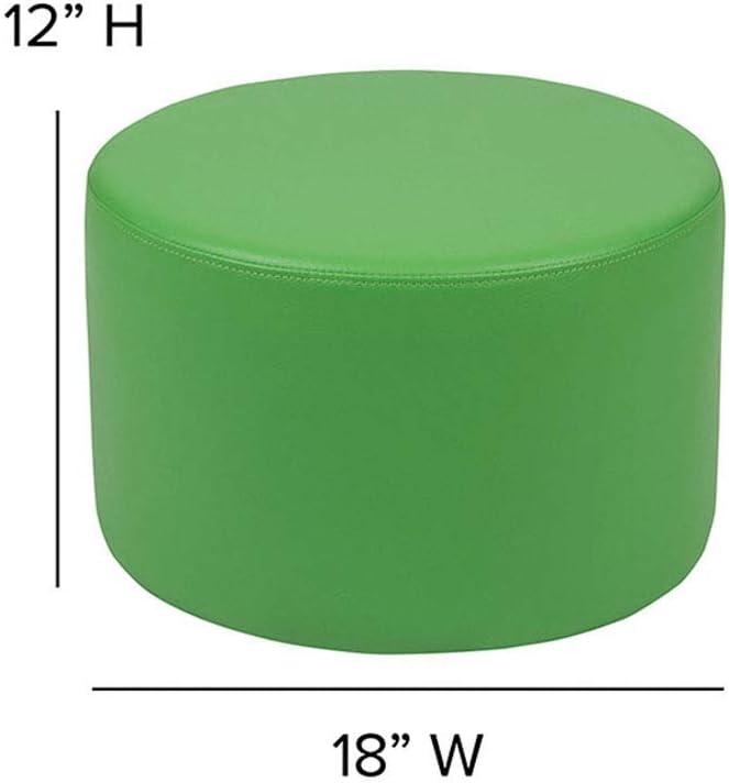 Modern Green Vinyl Round Ottoman with Plywood Frame - 12" Height