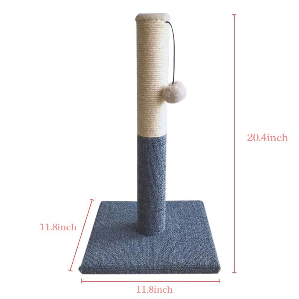 Barelove Cat Scratching Post Tower, Tall Cat Scratch Post, Natural Sisal Rope Scratcher Posts Refill for Indoor Cats, Carpet Cat Scratching Post with Replaceable Toys, Sturdy Base (Grey)