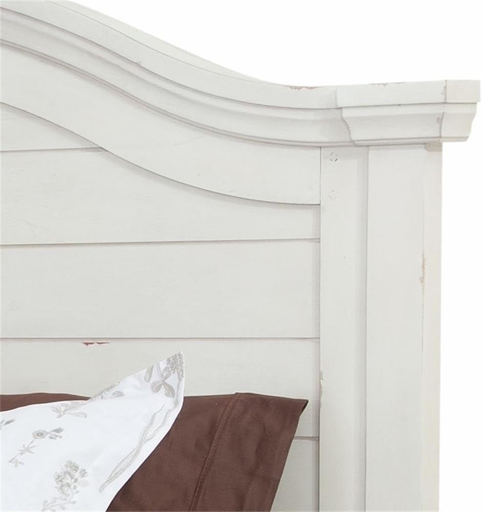 American Woodcrafters Stonebrook Antique White Wood King Panel Bed