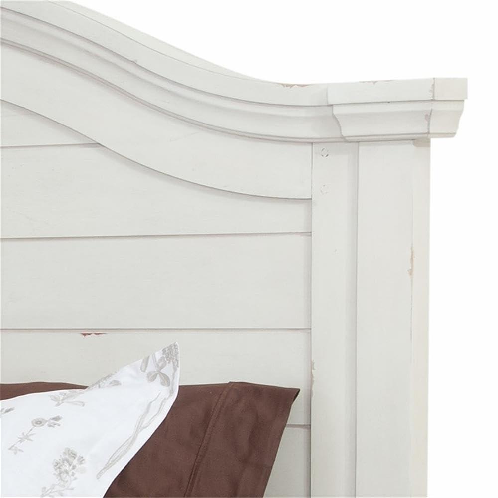 American Woodcrafters Stonebrook Antique White Wood King Panel Bed