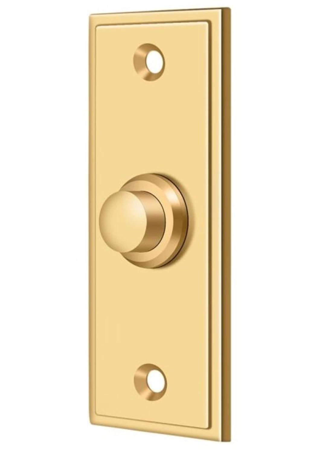 Deltana Bbs333 3-1/4" X 1-1/4" Solid Brass Contemporary Rectangular Bell Button - Brass