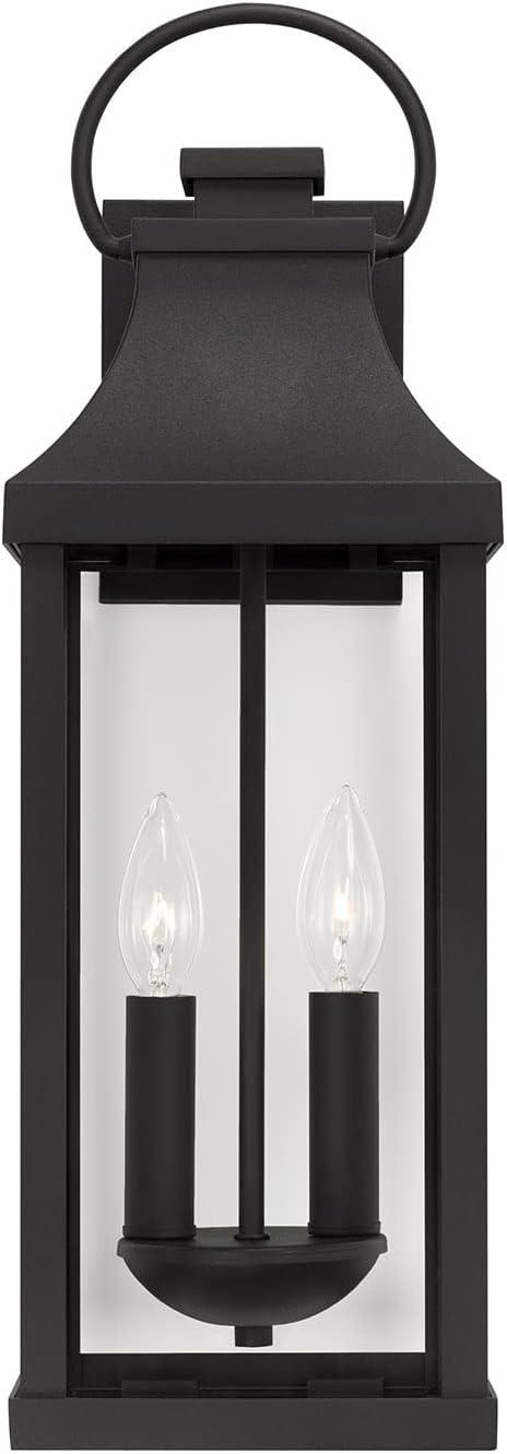 Bradford Transitional 2-Light Outdoor Wall Lantern in Black with Clear Glass