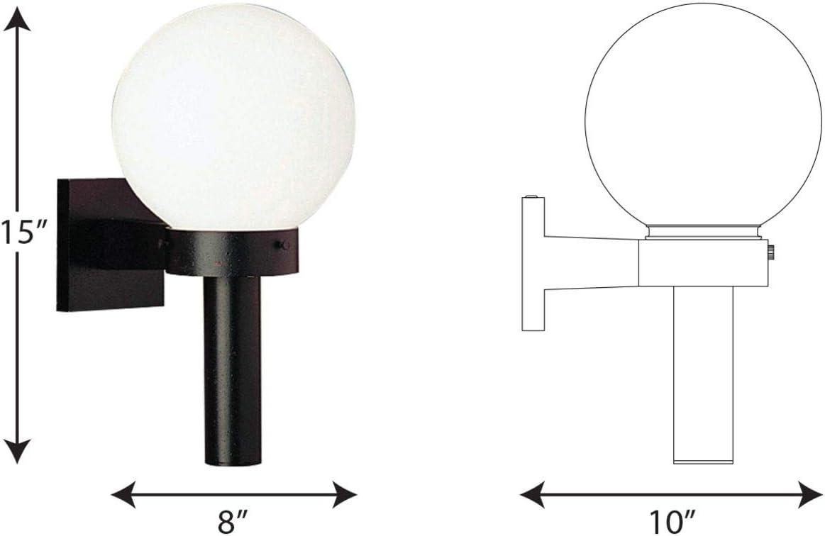 Progress Lighting Acrylic Globe 1-Light Wall Torch, Black Finish, White Globe