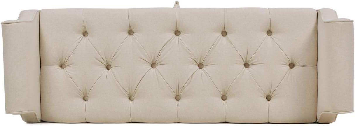 Jacqueline Tufted Roll Arm Storage Bench Sky Neutral