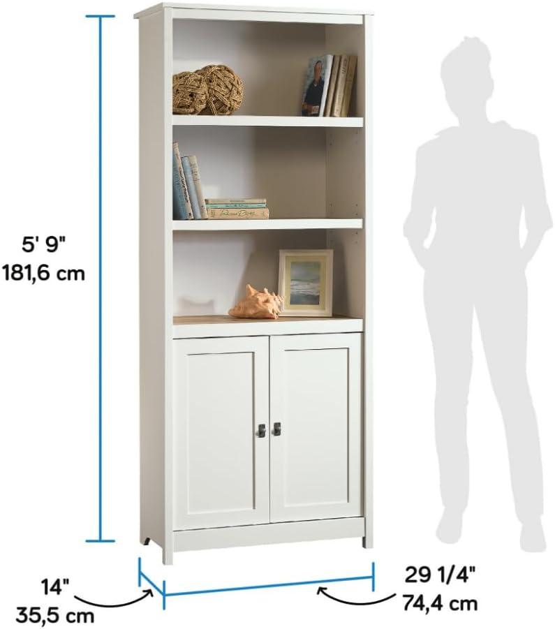 71" Cottage Road Library with Doors Soft White - Sauder