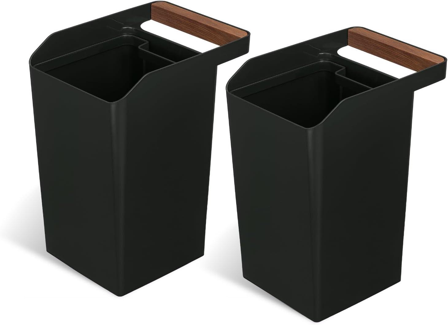 2 Gallon Trash Can Combo, Square Open Top and Handle, Serene Green (Set of 2)