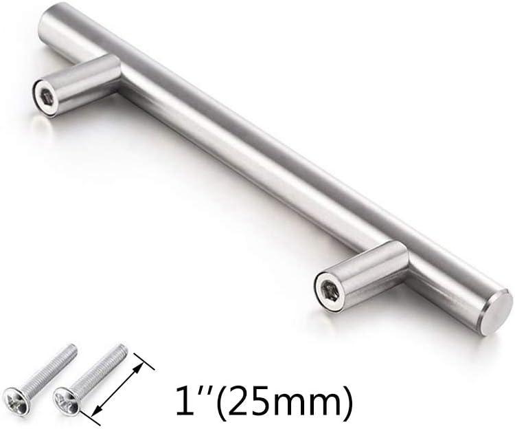 Brushed Nickel Stainless Steel T Bar Cabinet Handles, 6"