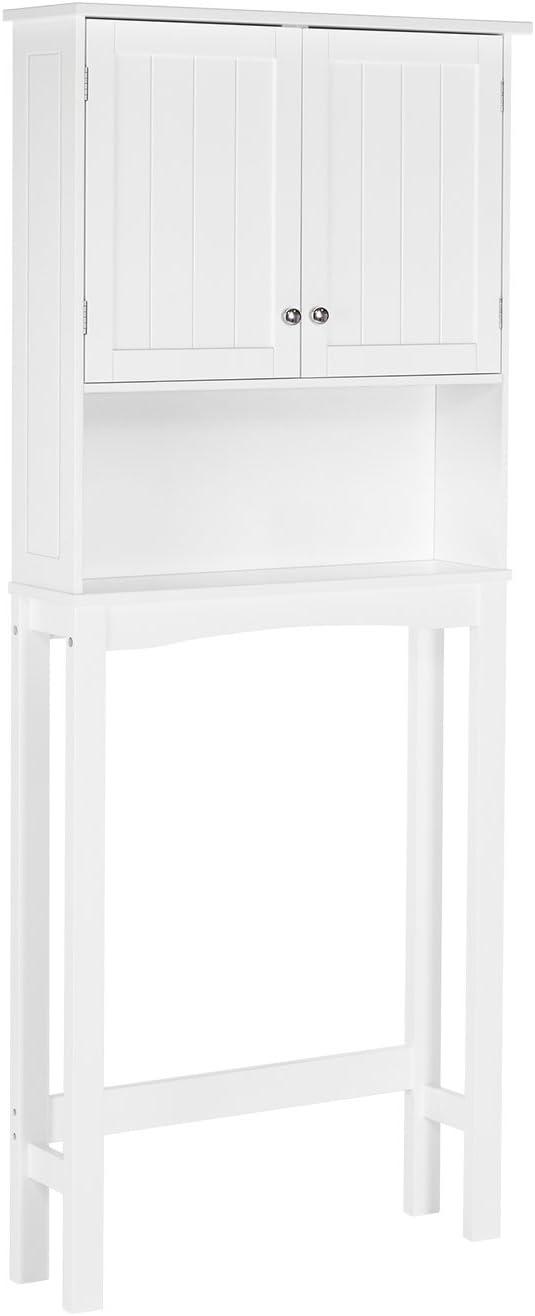 White MDF Over-the-Toilet Storage Cabinet with Adjustable Shelves