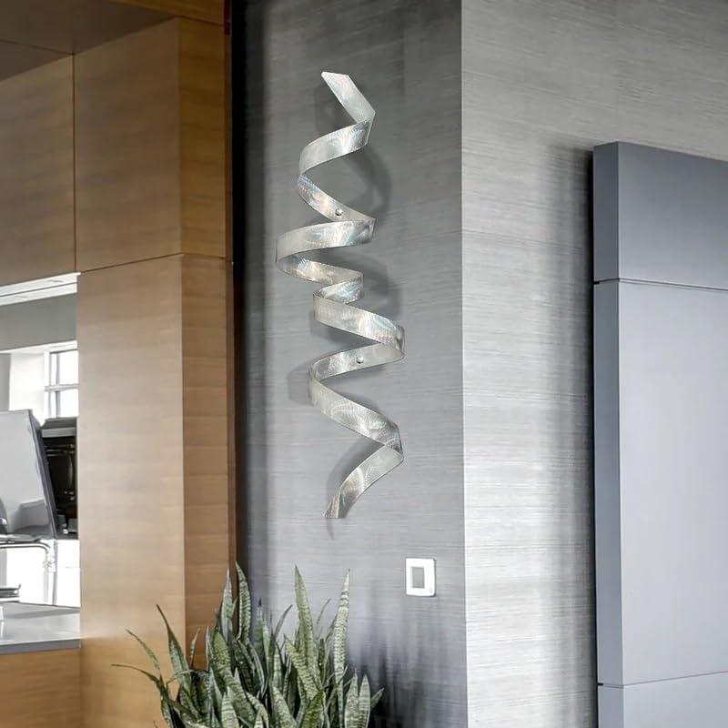 Silver Metal Wall Sculpture - Indoor/Outdoor Metal Wall Art - Metallic Home Decor Accent - Silver Wall Twist by Jon Allen