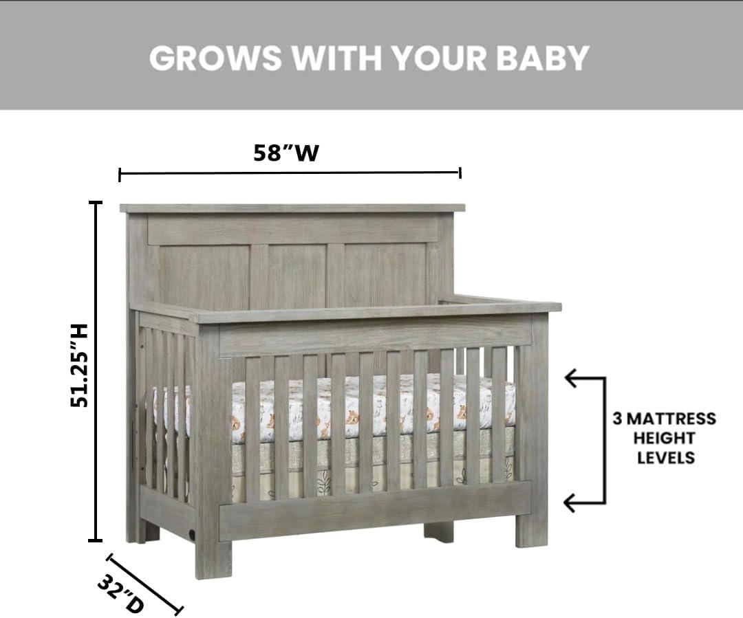 SOHO BABY Hanover 4-in-1 Convertible Crib - Oak Gray