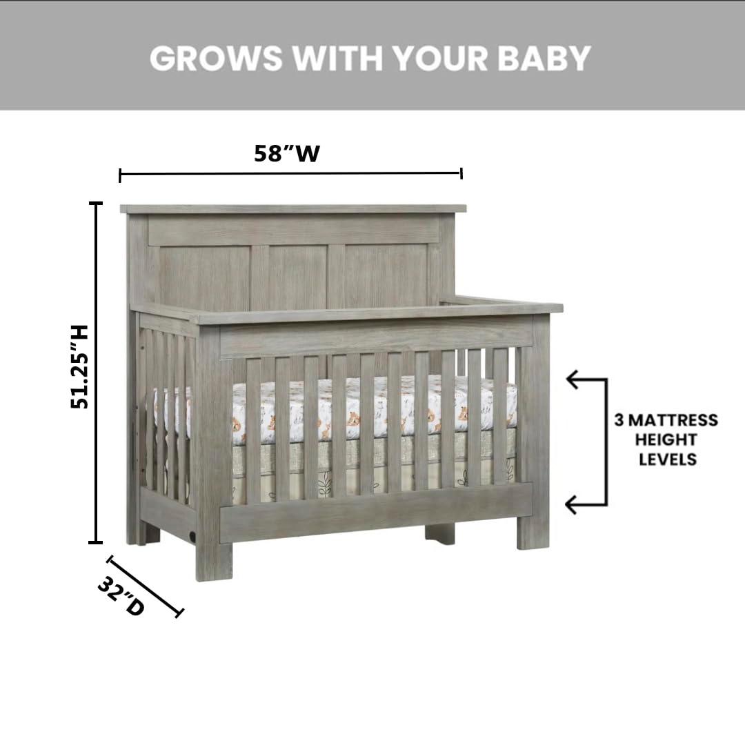 SOHO BABY Hanover 4-in-1 Convertible Crib - Oak Gray