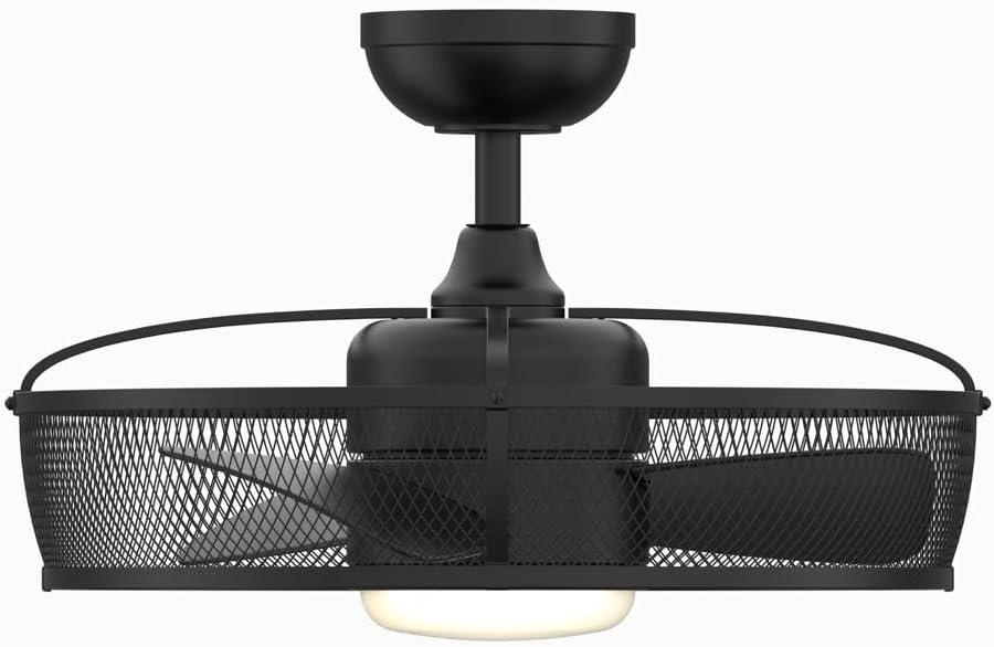 Sleek Black 20" Smart Chandelier Ceiling Fan with LED Light