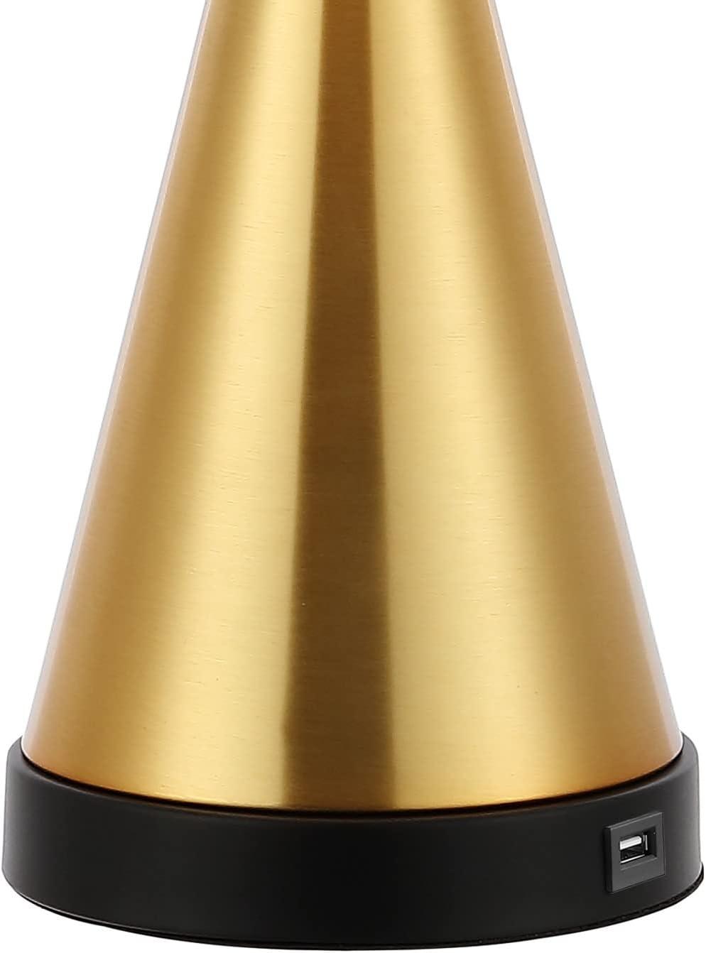 JONATHAN Y Colton 26" Classic French Country Iron LED Table Lamp with USB Charging Port, Brass Gold (Set of 2), JYL4046B-SET2