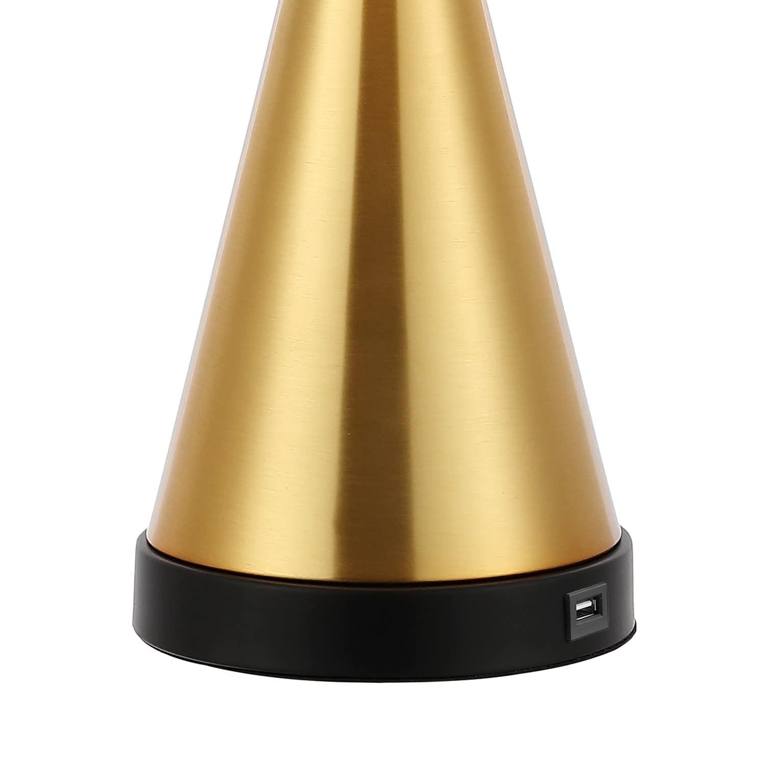 JONATHAN Y Colton 26" Classic French Country Iron LED Table Lamp with USB Charging Port, Brass Gold (Set of 2), JYL4046B-SET2