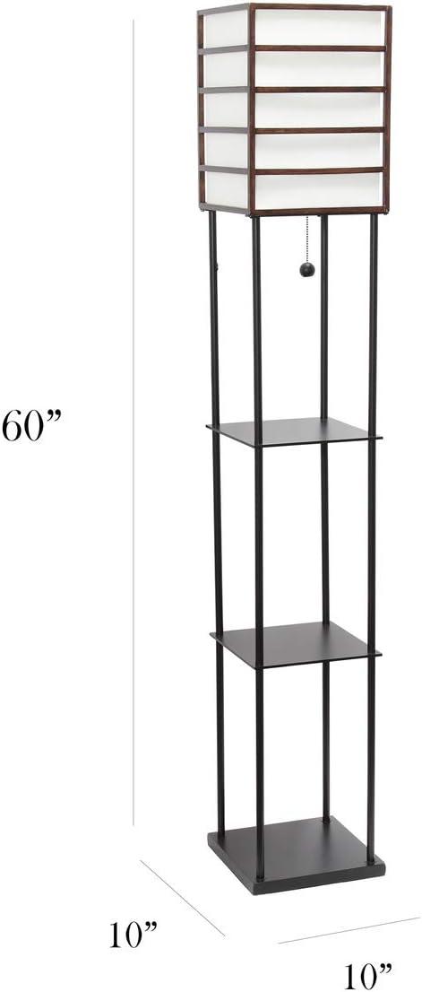 Elegant Designs 1 Light Metal Etagere Floor Lamp Dark Wood