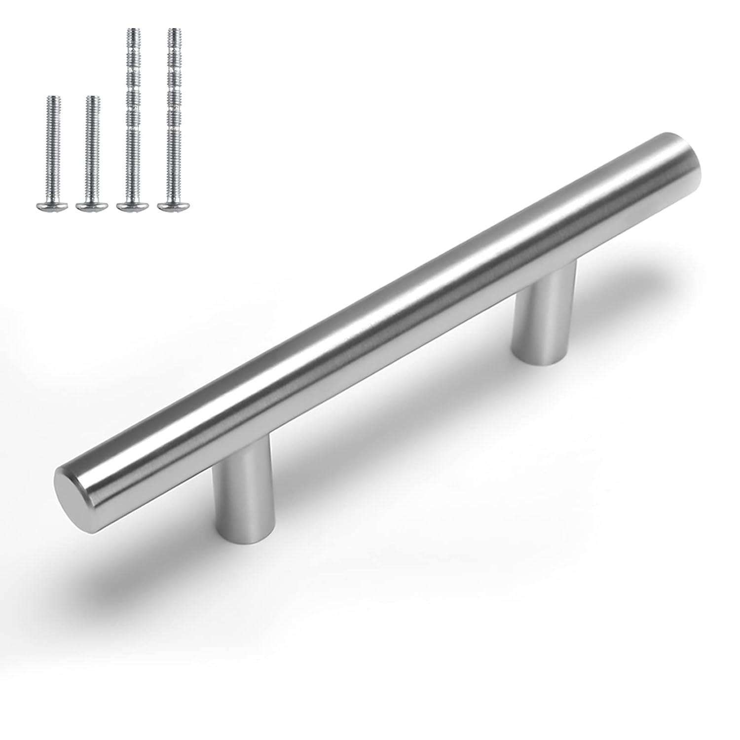 homdiy 10 Pack Brushed Nickel Cabinet Pulls 3 Inch Kitchen Cabinet Handles Stain Steel Cabinet Hardware for Kitchen and Bathroom Cabinets, 5 Inch Overall Drawer Pull
