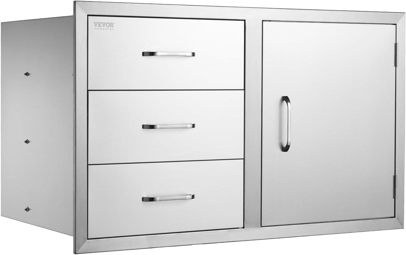 Outdoor Kitchen Drawers Stainless Steel BBQ Access Drawers with Handle 38.1 in. W x 22.6 in. H x 20.8 in. D