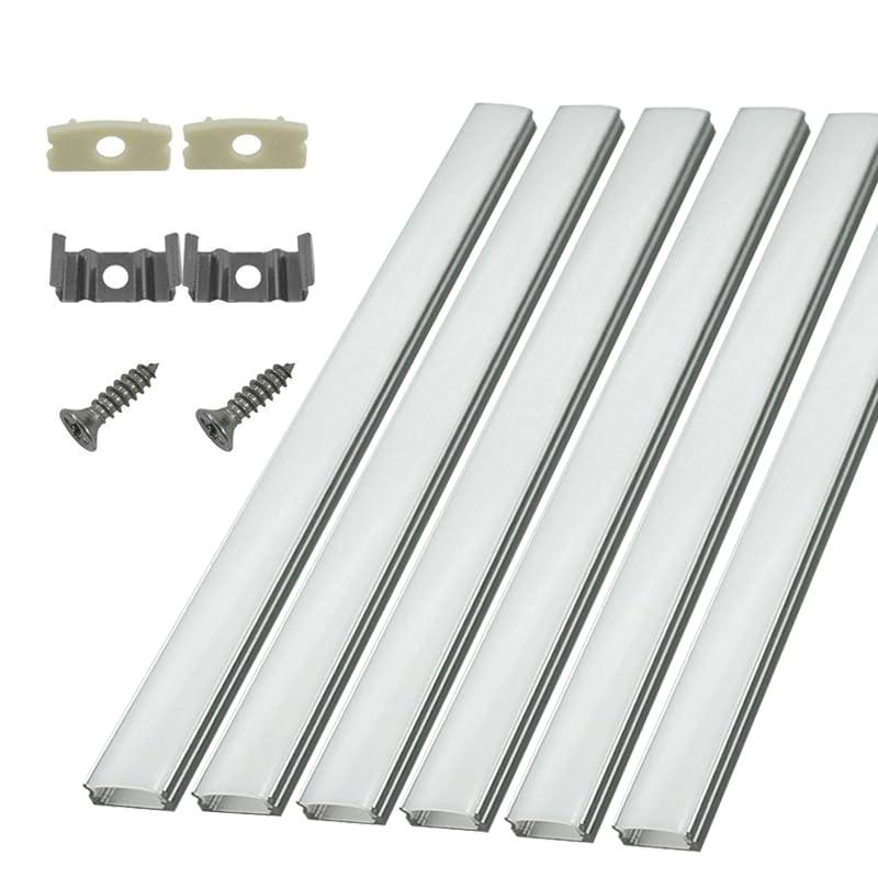 HAMRVL 6-Pack 30cm/1ft 17.2x7mm Led Aluminum Channel System U Shape with Cover, Led Strip Light Diffuser with White End Caps and Mounting Clips Accessories for Under Counter Light Fixture for Indoor