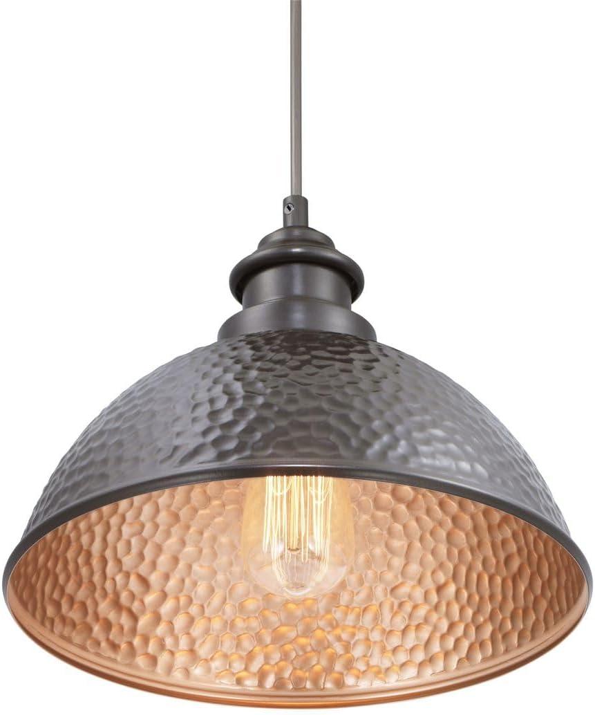 Progress Lighting Englewood 1-Light Hanging Lantern Pendant, Antique Bronze, Metallic Copper Shade