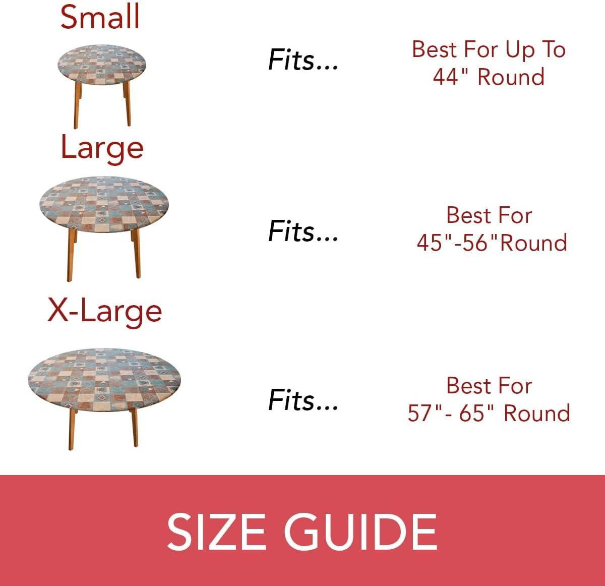 Covers For The Home Deluxe Elastic Edged Flannel Backed Vinyl Fitted Table Cover - Global Coffee Pattern - Small Round - Fits Tables up to 40" - 44" Diameter (ETCOF48)