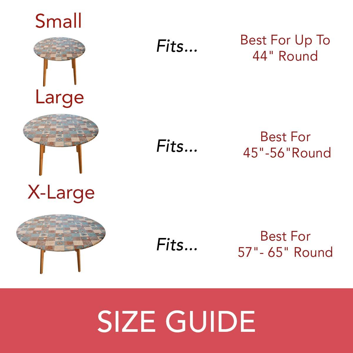 Covers For The Home Deluxe Elastic Edged Flannel Backed Vinyl Fitted Table Cover - Global Coffee Pattern - Small Round - Fits Tables up to 40" - 44" Diameter (ETCOF48)