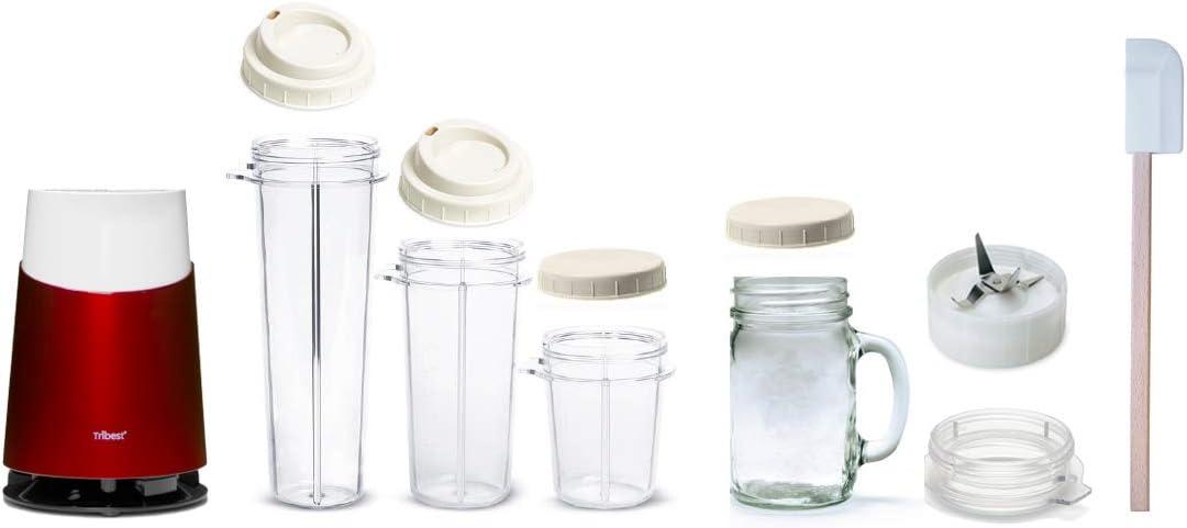 Tribest Personal Blender II Mason Jar Ready (Basic 12-Piece Set) – Red