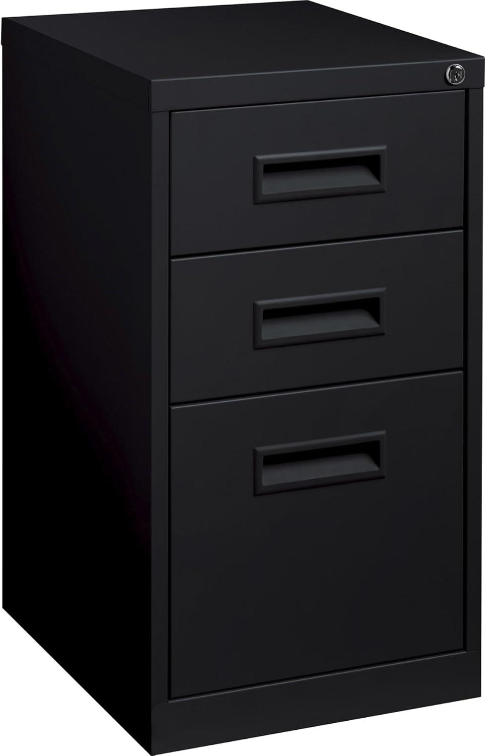 3 Drawers Vertical Steel Lockable Filing Cabinet, Black