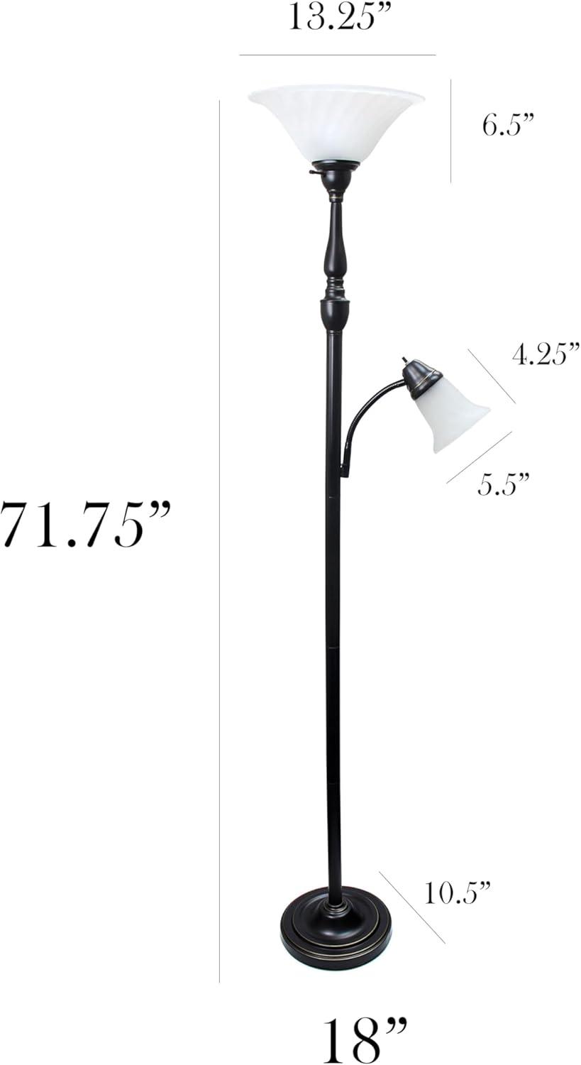 71" 2-Light Mother Daughter Floor Lamp Bronze - Elegant Designs: With Reading Light, Adjustable