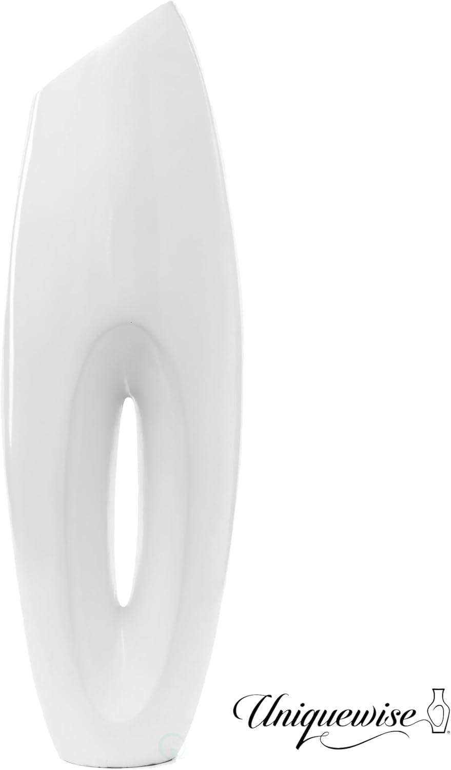 Uniquewise Tall Floor Vase, Modern White Large Floor Vase, Decorative Lightweight Vase, for the Entryway, Dining Room, Living Room, or Bedroom