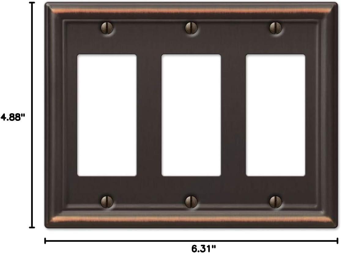 Aged Bronze Steel Triple Rocker Wallplate