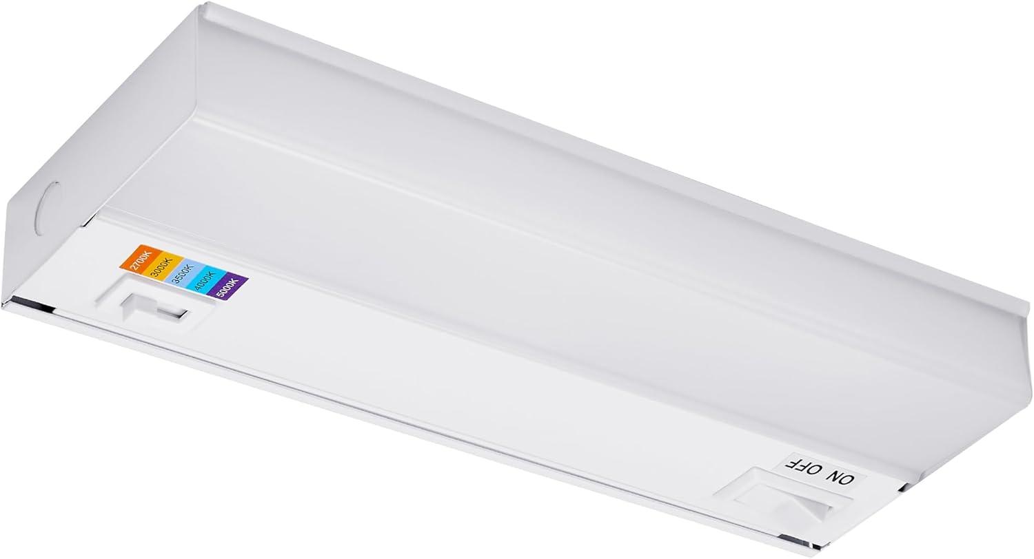 Maxxima 9 in. LED Under Cabinet Light, Hardwired, 270 Lumens, 5 CCT 2700K - 5000K, White, On/Off Switch