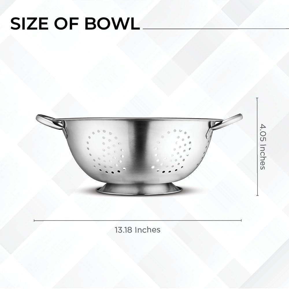 AVADOR Set of 3 Stainless Steel Colanders, Comes in 1. 3 and 5 Quart for all your Cooking | Baking | Prepping Needs