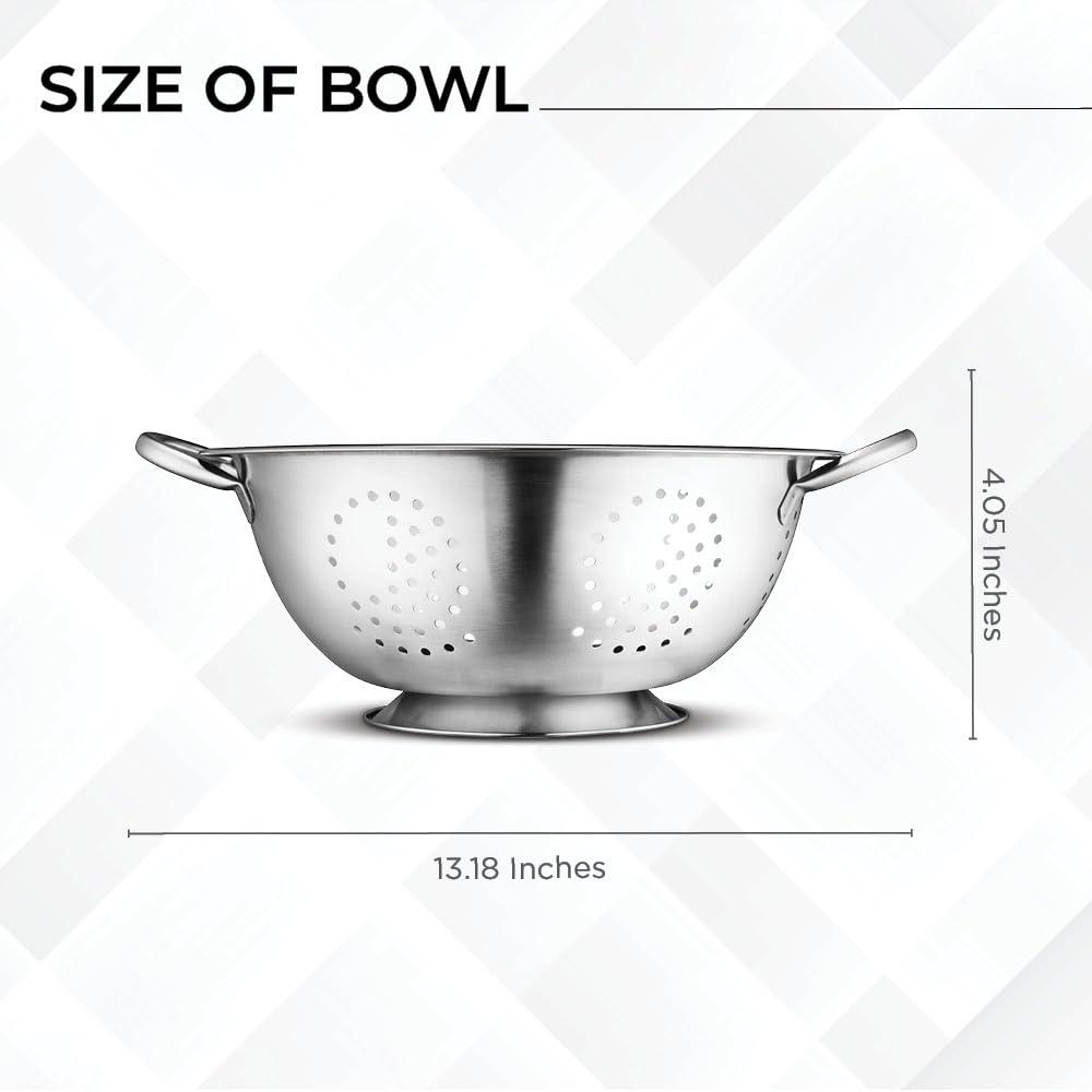 AVADOR Set of 3 Stainless Steel Colanders, Comes in 1. 3 and 5 Quart for all your Cooking | Baking | Prepping Needs