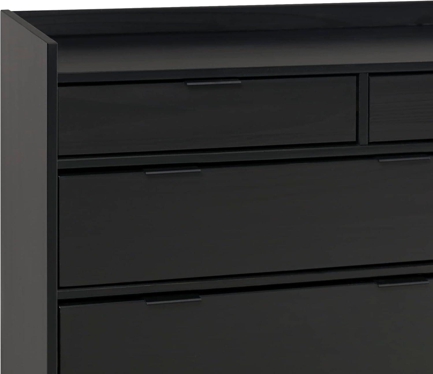 Black Solid Wood Mid-Century 9-Drawer Dresser