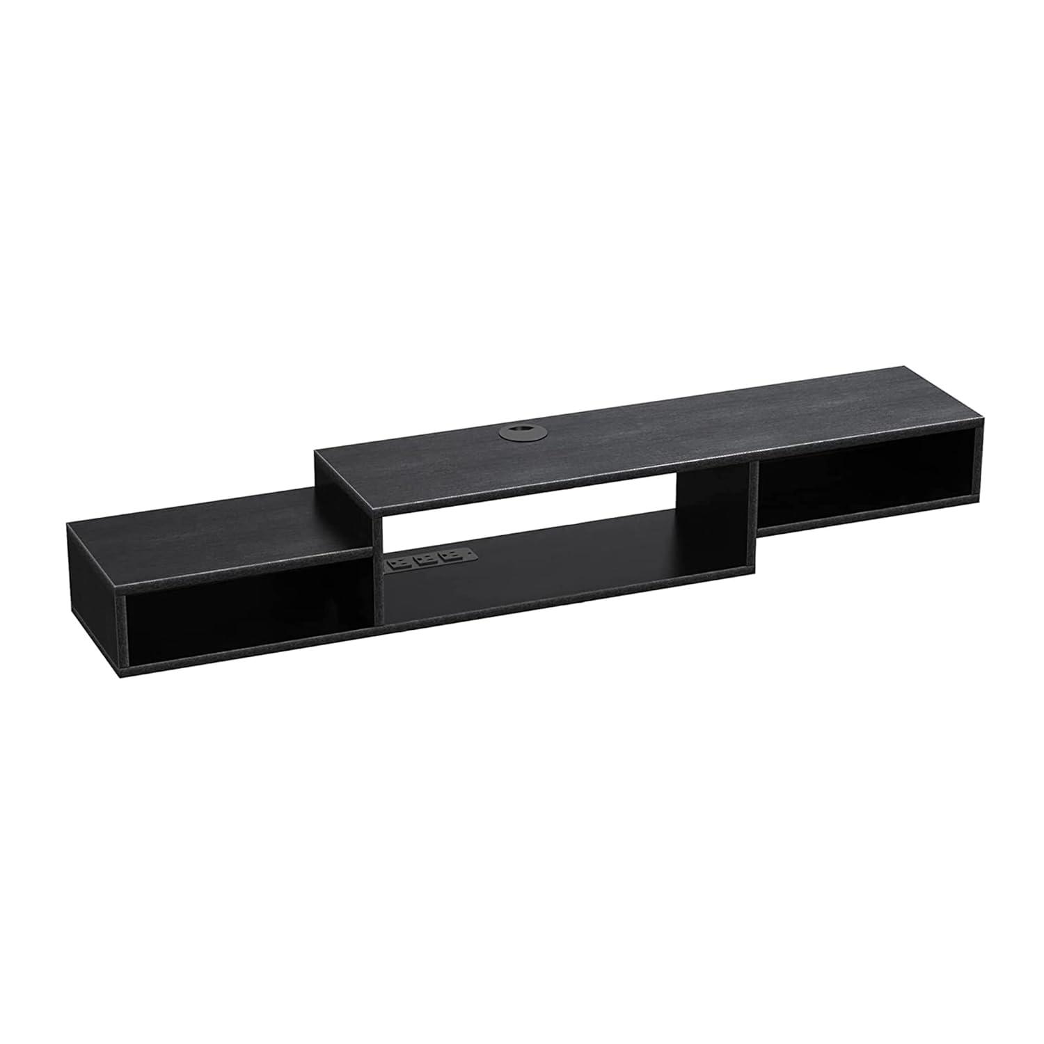 Black 59" Floating TV Stand with Cabinets and Shelves