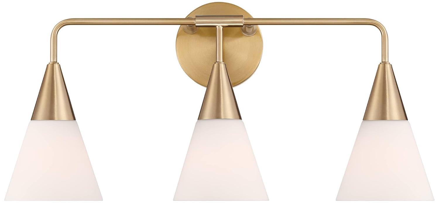 Possini Euro Design Possini Euro Amie 22" 3-Light Warm Brass and Opal Glass Bath Light