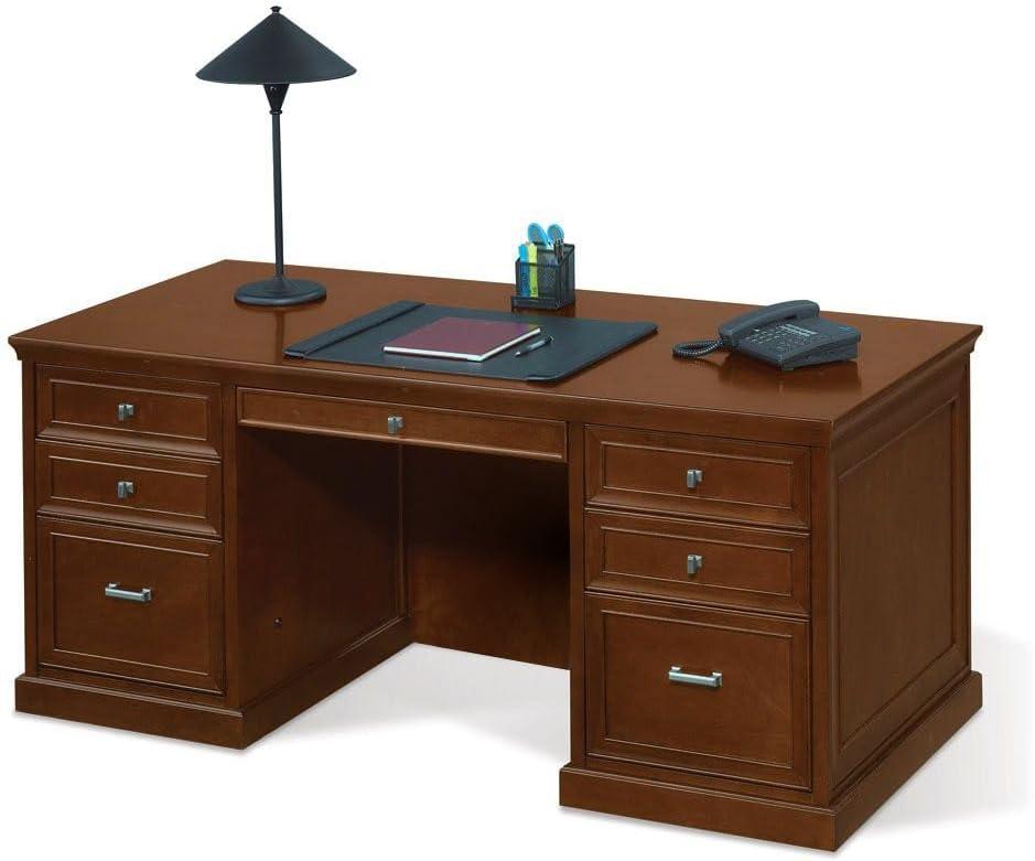 Statesman Compact Executive Desk 61"W x 23"D Chestnut Cherry Ergonomic Computer Office Desk with Storage Stylish Design for Home or Office Use
