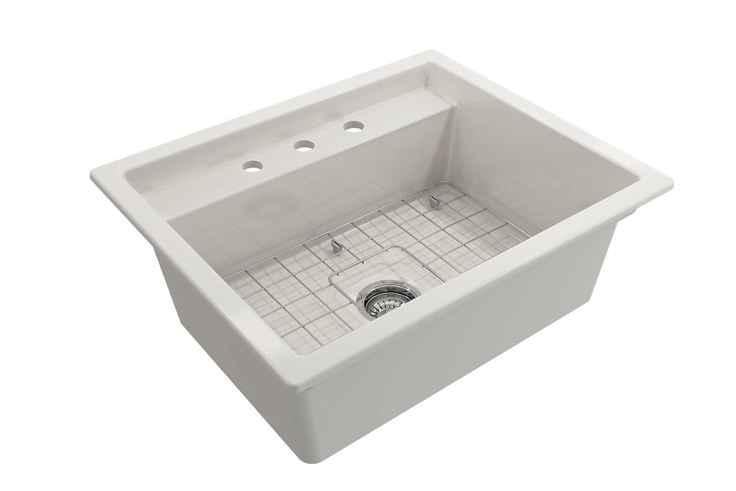 BOCCHI Baveno 27'' L Dual Mount Single Bowl Fireclay Kitchen Sink 1633-001-0127