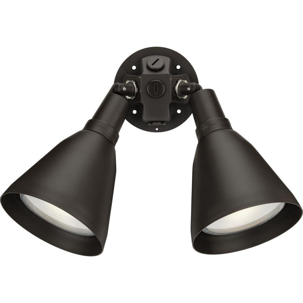 Progress Lighting Par 2-Light Outdoor Wall Light, Antique Bronze, Porcelain, Shade Included