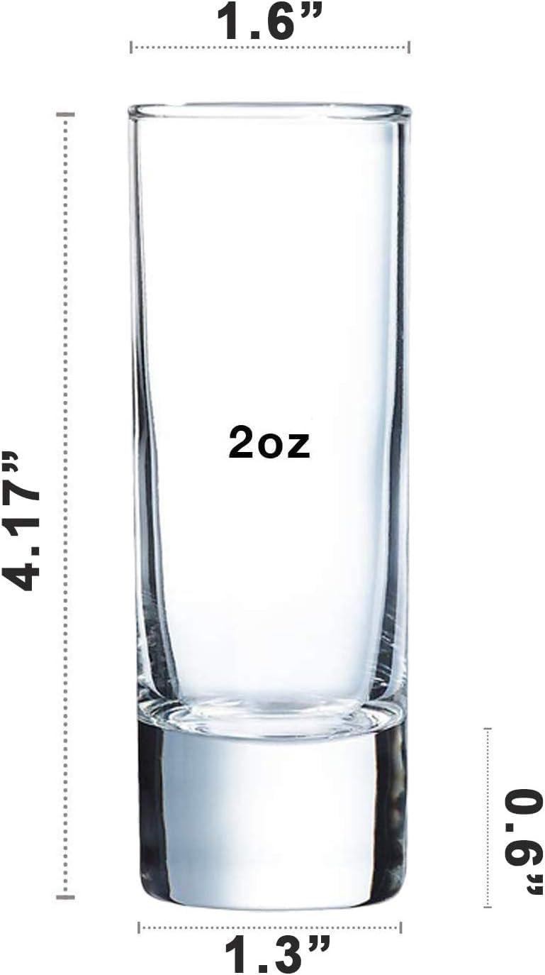Tall Shot Glasses - 2oz - Crystal Clear Glasses - Set of 12