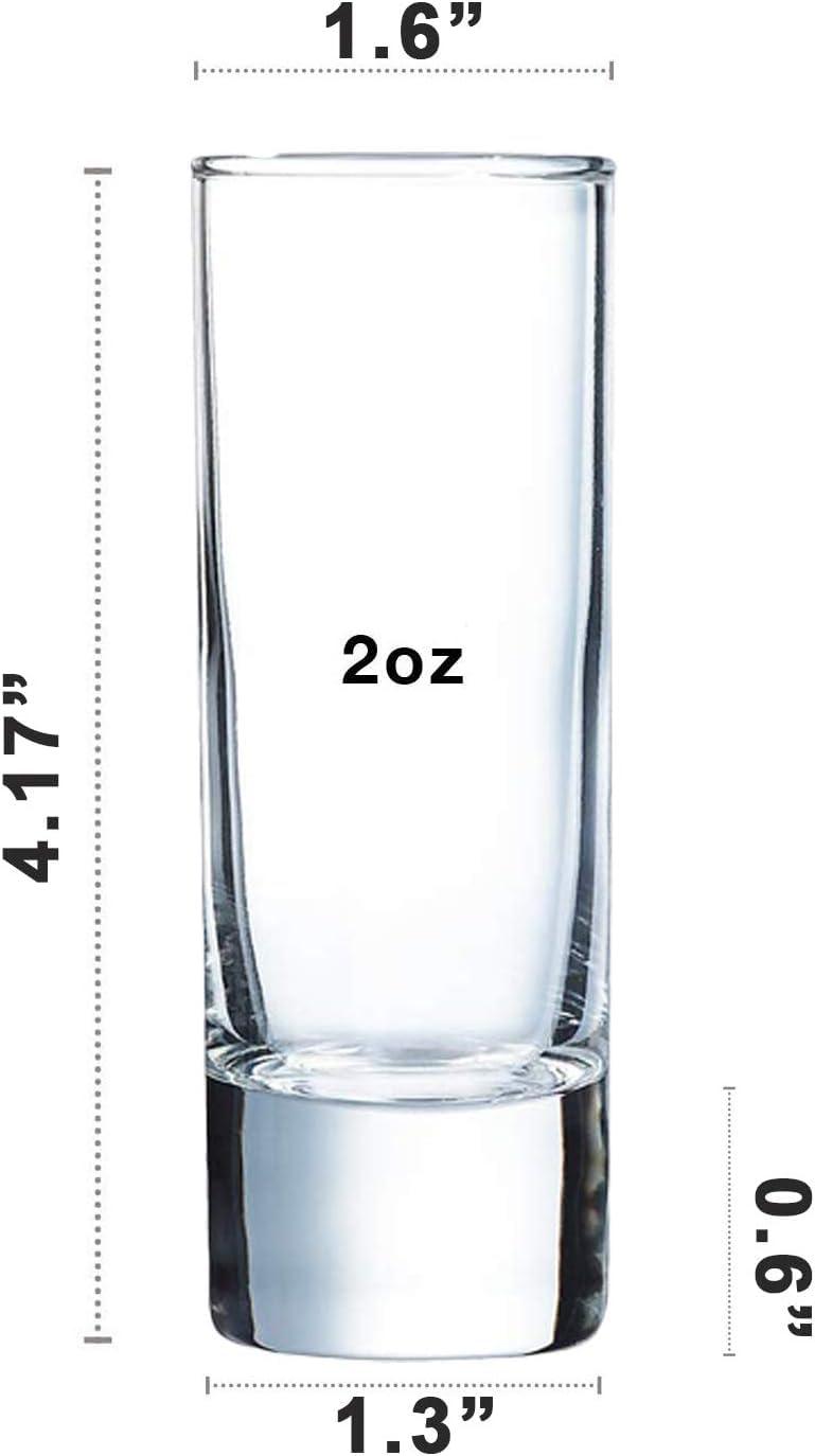 Tall Shot Glasses - 2oz - Crystal Clear Glasses - Set of 12