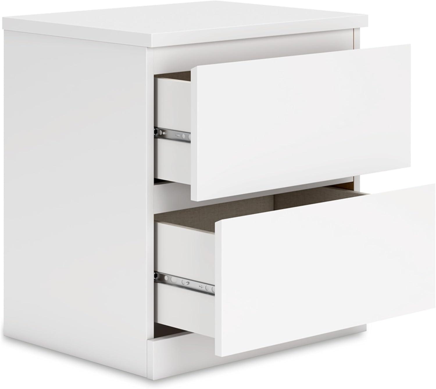 White Modern 2-Drawer Nightstand with Sleek Design