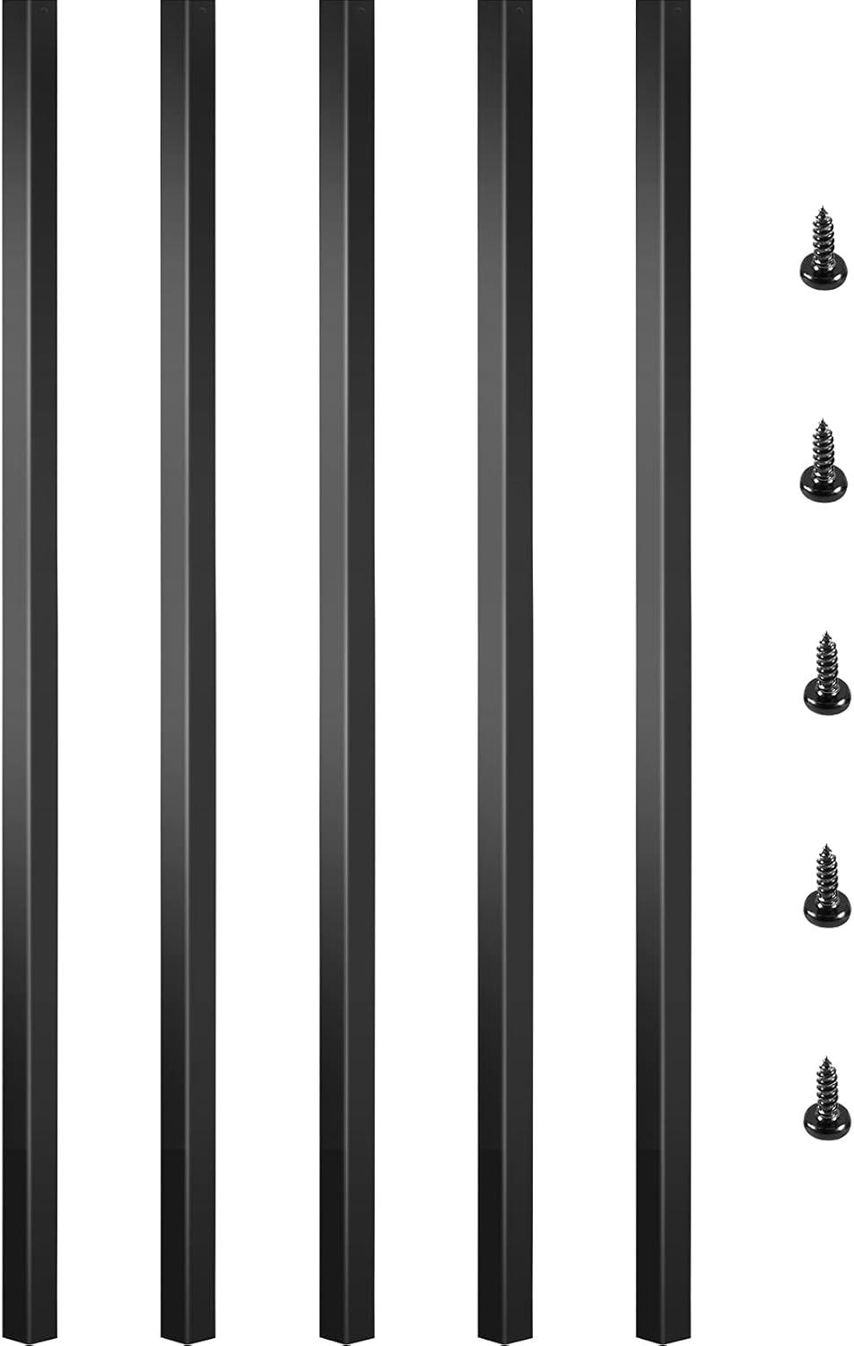 KFFKFF Aluminum Alloy Deck Railing for Wood and Composite Deck, Square Baluster for Outdoor Stair Deck Porch Deck Balusters, 101 Pack Metal Deck Spindles, 32"x0.8" Staircase Baluster with Screws